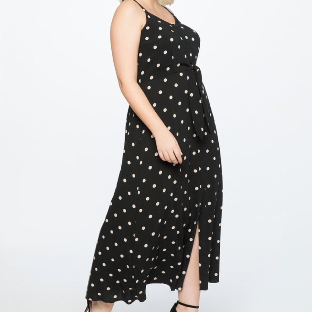 ELOQUII Printed Tie Front Maxi Dress